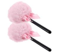 HOMSFOU Houppettes à Poudre Visage Lot de 2 Pcs Forme Sucette en Peluche Douce Couleur Rose Poudré Applicateur Poudre Compacte et Accessoire Maquillage pour Femmes et Filles