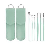HOMSFOU Kit 2 Nettoyeurs D'oreilles Multifonctions en Acier Inoxydable 304, 6 Pièces, Couleur Menthe, Nettoyant à Cire Pratique pour Soins Auditifs Quotidiens, Élimination Sûre du Cérumen
