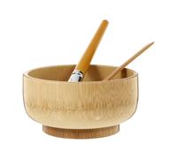 HOMSFOU Kit D’outils en Naturel pour Masque Facial 3 Pièces - Mélangeur, Spatule de Mélange et Pinceau Applicateur - Compact, Portable, pour Soins Peau à Domicile Voyage