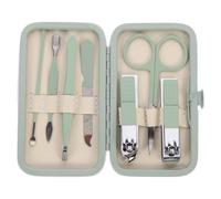 HOMSFOU Kit de Manucure Multifonction 7 Pièces Vert Matcha, Acier Inoxydable, Outil de Pédicure Professionnel Portable, Accessoire Manucure pour Soins des Ongles Pieds