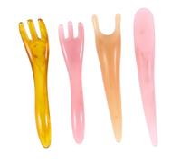 HOMSFOU Kit de Massage Gua Sha 4 Pièces Grattoir Gua Sha en Résine Cire D'abeille 2 Masseurs Triple Griffes 1 Masseur Demi-bâton Rose pour Visage et Corps Soin Peau et Relaxation