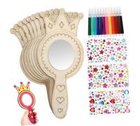 HOMSFOU Kit de Miroirs Bois à Peindre pour Garçon Fille avec Couronnes Feutres Aquarelle et Stickers Strass Activité Manuelle Créative pour Filles et Garçons Jeu Éducatif pour