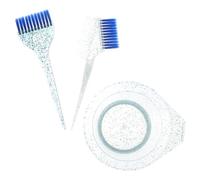 HOMSFOU Kit Pinceau et Bol de Teinture Capillaire Réutilisables Bleu Transparent 3 Pièces Poils Souples, Bol Mélangeur Gradué pour Coloration Maison et Salon Professionnel
