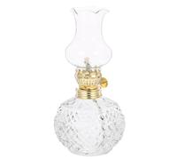 HOMSFOU Lampe à Pétrole Rétro en Verre pour Usage Intérieur et Extérieur, Lampe à Huile Décorative Compacte Compatible Mèche Ronde 3-4 Mm, Éclairage Vintage D’appoint pour Camping