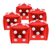HOMSFOU Lot de 10 Ballons en Aluminium Rouges 30 Cm de Dés Cubiques, Décoration de Fête Thème, Accessoires pour Anniversaires et Événements Festifs