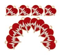 HOMSFOU Lot de 10 Breloques en Alliage de Battement de Cœur Rouge, Mini Pendentifs pour Création de Bijoux, Charms pour Colliers et Bracelets, Accessoires Artisanaux Polyvalents