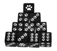 HOMSFOU Lot de 10 Dés en Résine Noire 16mm à Motif Patte D’Ours, Accessoires de Jeu de Plateau à 6 Faces, Dés pour Jeux de Rôle et Jeux de Hasard, Présent Fête Intérieur Extérieur