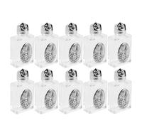 HOMSFOU Lot de 10 Flacons d'eau Bénite en Alliage Argenté 15 ML à Motif en Relief, Mini Récipients Carrés pour Usage Religieux, Baptêmes et Voyages Spirituels, Bouteilles Légères