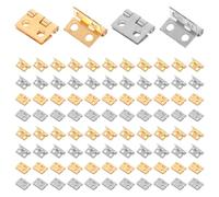 HOMSFOU Lot de 100 mini charnières en métal avec matériel de montage vintage pour boîtes à bijoux en bois, portes de maison de poupée et projets de modélisme