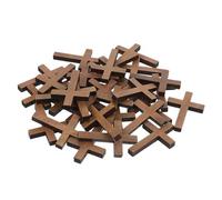 HOMSFOU Lot de 100 Mini Croix en Bois Naturel pour Porte-clés, Pendentifs Chrétiens de Poche pour Bricolage Diy, Décorations Religieuses Suspendues, Présents Chrétiens Hommes et Femmes,