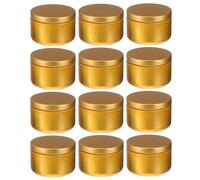 HOMSFOU Lot de 12 Bocaux Ronds en Aluminium 50ml pour Bougies, Contenant de Rangement Résistant aux Chutes et Facile à Transporter, pour Projets de Fabrication de Bougies DIY