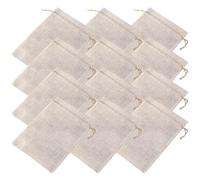 HOMSFOU Lot de 12 Paquet en Coton et Lin Beige Cordon de Serrage, Pochette Rangement Bijoux Facile à Ouvrir, pour Noël et Usage Quotidien