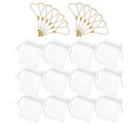 HOMSFOU Lot de 12 Sets de Bracelets Chapelet Miniatures Croix Blanche et Faux Or 7x9 Cm pour Baptême Communion Mariage Fête, Bijoux Religieux Perles Breloques Esprit Prière Présent