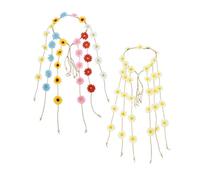 HOMSFOU Lot de 2 Bandeaux Bohèmes Marguerites, Couleur Jaune Clair et Multicolore, Accessoires pour Cheveux Femme, Bandeau Fleuri Confortable pour Plage, Vacances et Fêtes, Style Estival