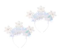 HOMSFOU Lot de 2 Bandeaux Cheveux Flocon de Neige Blancs en Plastique Léger et Décoratif, Couvre-chefs de Noël pour Femmes et Garçon et Filles, Accessoire Festif pour Fêtes et Spectacles
