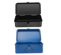 HOMSFOU Lot de 2 boîtes à outils robustes en métal durable pour organiser les outils, boîte à outils portable pour garage et atelier pour réparation et entretien de la maison