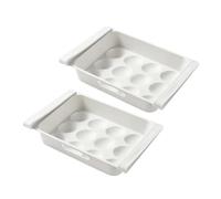HOMSFOU Lot De 2 Boîtes à Œufs à Tiroir Pour Réfrigérateur 12 Compartiments, Rangement Multi-grilles En Plastique Rigide Transparent, Organiseurs Sous-armoire Pour Conservation Et Stockage Des Œufs