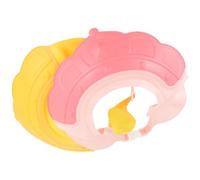 HOMSFOU Lot de 2 Bonnets Silicone pour Bébé Visière, Protection des Yeux Oreilles, Réglables, Étanches, Couleurs Rose et Jaune, Accessoires de Bain pour Tout-petits
