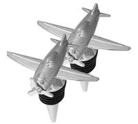 HOMSFOU Lot de 2 Bouchons de Vin en Alliage Métal Forme Avion Joint en Silicone Alimentaire, Étanchéité Hermétique pour Conservation du Vin Rouge, Réutilisables et Anti-fuite, Accessoire