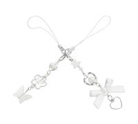 HOMSFOU Lot de 2 Breloques pour Téléphone Chaîne à Perles, Pendentifs Étoile et Cœur Suspendus, Cordon Décoratif pour Smartphone, Accessoires Légers et Multifonctions, Décoration