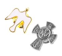 HOMSFOU Lot de 2 Broches Créatives en Alliage de Zinc avec Oiseau Blanc et Croix, Épingles à Revers pour Vêtements Femme, Accessoire Polyvalent pour Cérémonie Religieuse et Présent