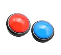 HOMSFOU Lot de 2 Buzzers de Réponse Électroniques Rouge et Bleu avec LED Lumineuse, Gros Boutons 100 à Deux Broches sans Piles, de Jeu Interactif pour Quiz et Compétition