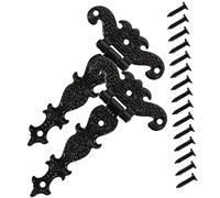 HOMSFOU Lot De 2 Charnières Robustes En Alliage De Zinc Noir Vintage Pour Portes De Hangar Bois Extérieur, Kit Portail Solide, Résistance Anticorrosion, Usage Jardin Et Clôture