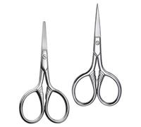 HOMSFOU Lot de 2 Ciseaux à Sourcils en Acier Inoxydable, Ciseaux à Barbe pour Hommes, Coupe Précise, Petite Taille, Finition Argentée, Adaptés Soin du Visage L’entretien des Poils