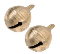 HOMSFOU Lot de 2 Clochettes en Laiton Moyen pour Animaux de Compagnie, Cloche à Bétail pour Chiens, Bovins et Moutons, Décoration Sonore pour Collier, Résistante et Légère pour Usage