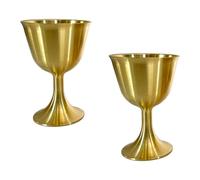 HOMSFOU Lot de 2 Coupes Sacrées en Laiton Doré 4,5 Cm, Tasses Décoratives pour Offrandes au Temple, Coupes Rétro Adaptées Usage Domestique et Rituel, Vaisselle Médiévale Raffinée