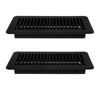 HOMSFOU Lot de 2 Couvercles de Ventilation de Plancher 10 X 25 Cm Noirs - Grilles Métalliques Robustes Déflecteur de Chaleur - Aération Intérieure pour Contrôle Flux D’air et Efficacité