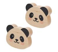 HOMSFOU Lot de 2 Crochets Muraux en Bois Panda sans Perçage, Patères Décoratives pour Vêtements et Chapeaux, Fixation Adhésive, Support Mural Pratique pour Chambre, Salle de Bain et Salon