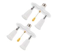HOMSFOU Lot de 2 Douilles à Tirette E26/E27 en Plastique Support de Douille Chaînette Adaptateur Culot Fileté pour Lampes de Table et Lampadaires Conversion Facile D’Éclairage