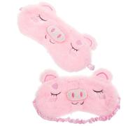 HOMSFOU Lot de 2 Masques de Sommeil en Peluche Douce Rose Motif Cochon, Cache-yeux Occultant pour Garçon et Filles, Bandeau Confortable et Léger, pour Sieste, Voyage et Détente la Maison
