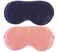 HOMSFOU Lot de 2 Masques de Sommeil en Soie 16 Mm Cache-yeux Occultant Double Face Réglable Couleurs Bleu Marine et Rouge Brique Masque Yeux Adulte Confortable et Léger