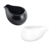 HOMSFOU Lot de 2 Mini Pichets à Café en Céramique Mate Blanche et Noire, 150 Ml, Tasse à Lait Multifonctionnelle pour Mousse de Lait, Sauces et Boissons, Ustensile Cuisine pour Maison