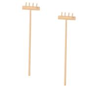HOMSFOU Lot de 2 Mini Râteaux en Bambou 14 Cm X 3,5 Cm pour Jardin Zen, Outil de Jardinage à Quatre Dents, Accessoire pour Bac à Sable, Décoration et Contemplation, Adapté Bureau et