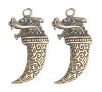 HOMSFOU Lot de 2 Pendentifs en Laiton Rétro Forme Dent de Dragon, Accessoires Artisanaux Soi-même pour Porte-clés et Décoration de Paquet, Taille Petite, Couleur Cuivre Vieilli, Bricolage