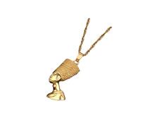 HOMSFOU Lot de 2 Pendentifs Pharaon Égyptien Doré Style Hip-hop pour Hommes, Collier Chaîne de Cou, Bijoux Égyptiens Vintage, Présent pour Homme ou Garçon