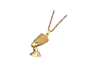 HOMSFOU Lot de 2 Pendentifs Pharaon Égyptien Doré Style Hip-hop pour Hommes, Collier Chaîne de Cou, Bijoux Égyptiens Vintage, Présent pour Homme ou Garçon