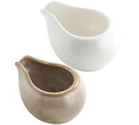 HOMSFOU Lot de 2 Pichets à Sauce en Céramique Blanche 150 Ml Récipient à Lait pour Café et Sirop de Café Petite Saucière sans Anse et Restauration Incluant 2 Becs Verseurs Ronds