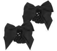 HOMSFOU Lot de 2 Pinces à Cheveux Nœud Noir Filet à Chignon pour Femmes et Filles, Accessoires Coiffure Professionnels pour Travail Quotidien, Barrettes Cheveux Élégantes et Pratiques