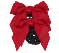 HOMSFOU Lot de 2 Pinces à Cheveux Nœud Rouge, Filets à Cheveux pour Chignon, Accessoires Coiffure pour Personnel Banque, Infirmières et Hôtellerie, Maintien Ferme, Usage Professionnel