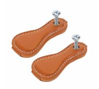 HOMSFOU Lot de 2 poignées de tiroir en cuir PU pour tiroirs Chocolat