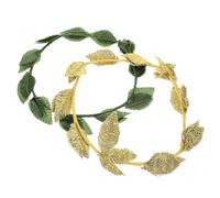 HOMSFOU Lot de 2 Serrage-têtes Couronnes de Feuilles Dorées et Vertes, Bandeaux Légers et Ajustables pour Cosplay, Bal de Fin D’année, Mariage et Accessoires de Fête, Coiffe Naturelle