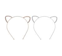 HOMSFOU Lot de 2 Serrage-têtes Oreilles de Fille Bandeaux en Alliage Argenté et Doré Accessoires Cheveux Cosplay Fête et Anniversaire Bandeaux Oreilles D'animaux Décoratifs à Strass