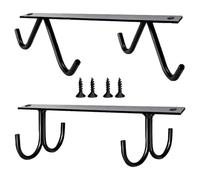 HOMSFOU Lot de 2 Set de Porte-tasses Noirs en Fer avec 8 Crochets Support sous Meuble Cuisine pour Organiser Mugs et Tasses Séchoir à Tasses Robuste et Gain de Place