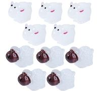HOMSFOU Lot de 20 Figurines Phosphorescentes de Moutons en Résine Blanche et Rouge, Mini Décorations Animales pour Bureau et Jardin Miniature, Décorations de Table Créatives et Lumineuses