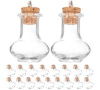 HOMSFOU Lot de 20 Petites Bouteilles en Verre Décoratives de Vase Bouchons en Bois, Résistance à l'usure et Étanchéité pour DIY et Mariage