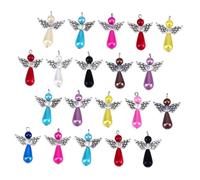 HOMSFOU Lot De 25 Pendentifs Décoratifs En Abs Forme D’ailes D’ange Multicolores, Diy Artisanat, Décoration Suspendue Pour Colliers Et Porte-clés, Création Manuelle, Mix Couleur